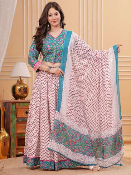PARTHVI Printed
                        Block Print Ready to Wear Lehenga & Blouse
                        With Dupatta