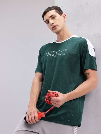 HRX by Hrithik Roshan Brand Logo Print Perforated Training T-shirt
