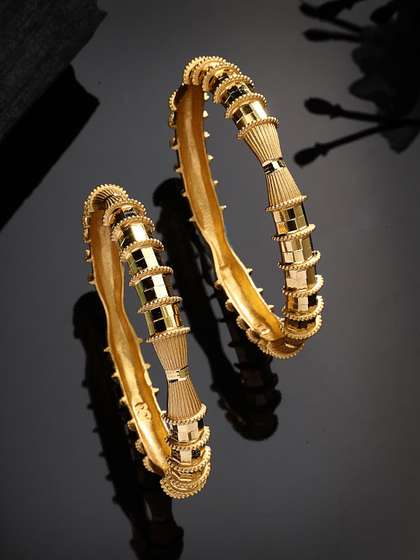 ZENEME Set Of 2
                        Gold-Plated Traditional Kada Style Bangles