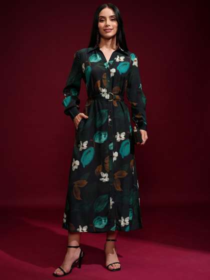 Vishudh Floral
                        Printed Shirt Midi Dress