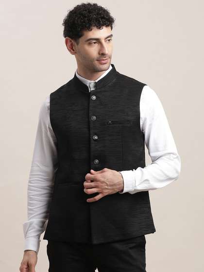 Turtle Men Woven Design Nehru Jacket