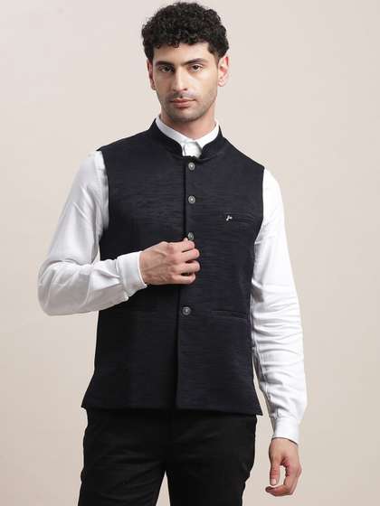 Turtle Men Woven Design Nehru Jacket
