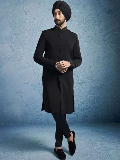 VASTRAMAY Men
                        Embroidered Collar Sherwani With Pyjama Sherwani
                        Set
