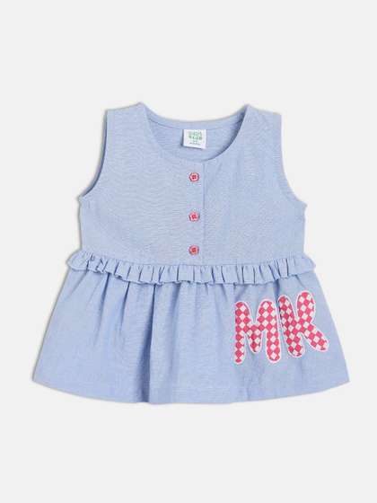 MINI KLUB Girls Pure
                      Cotton Ruffles A-Line Top