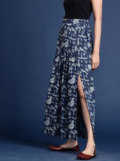 Taavi Women Cotton Indigo Maxi Skirt