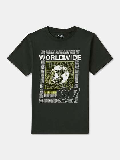 R&B Boys Graphic Printed Round Neck Cotton T-shirt