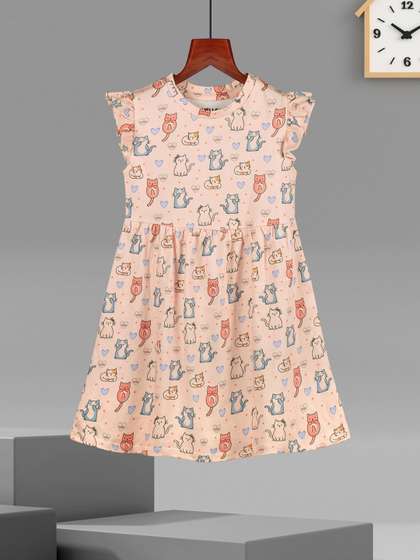 HELLCAT Girls
                    Conversational Printed Cotton A-Line Knee Length
                    Dress