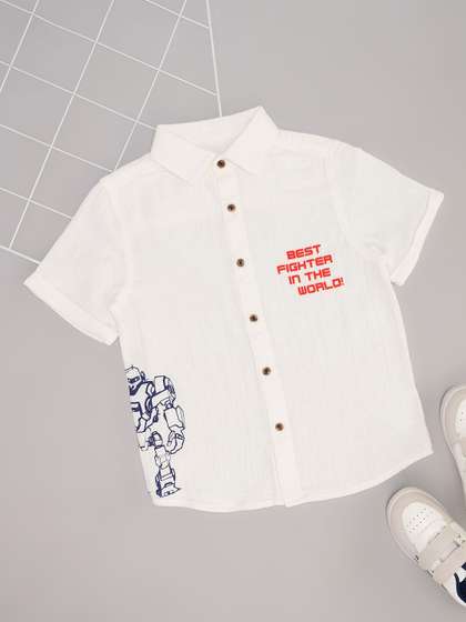 Pantaloons Junior Boys
                    Spread Collar Typography Printed Cotton Casual
                    Shirt