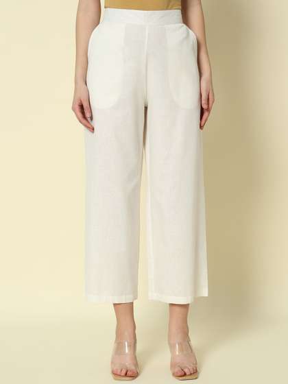 FIORRA Women Cotton
                        Straight Chambray Palazzos