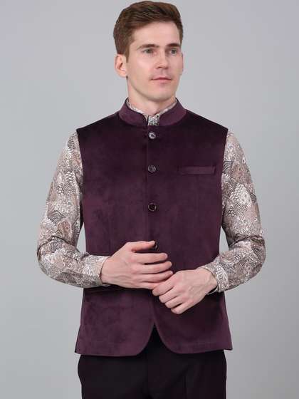 Cantabil Mandarin
                          Collar Single-Breasted Slim Fit Nehru Jacket