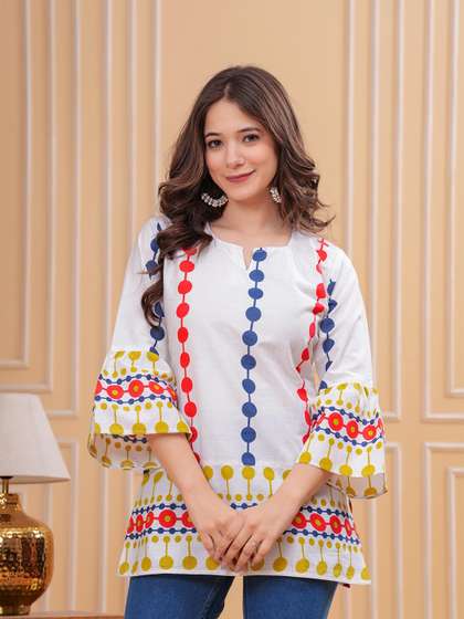 MF ERA Women Geometric Printed Pure Cotton Kurti