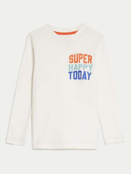 Marks & Spencer Pure Cotton Happy Slogan Top