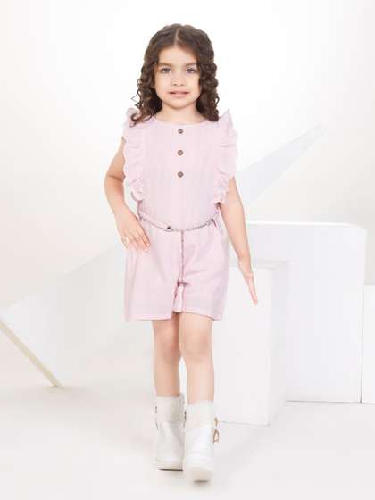 Peppermint Girls Linen
                    Playsuit With Belt