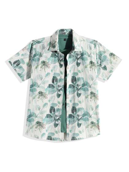 CAVIO Boys Comfort
                    Floral Printed Casual Shirt & T-Shirt