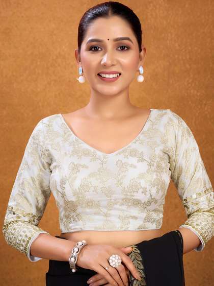 KALINI Woven-Design Saree Blouse