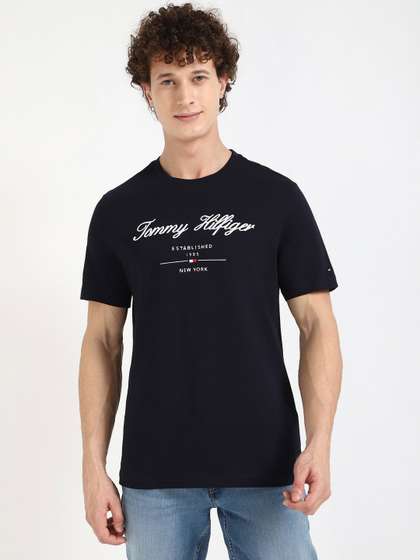 Tommy Hilfiger Men Typography Printed Round Neck Cotton T-shirt