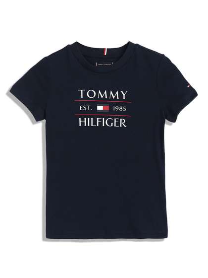 Tommy Hilfiger Boys Typography Printed Round Neck Cotton T-shirt