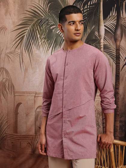 Sangria Mandarin
                        Collar Cotton Kurta