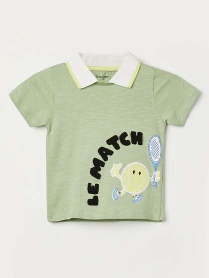 Juniors by Lifestyle Boys Typography Printed Polo Collar Cotton T-shirt