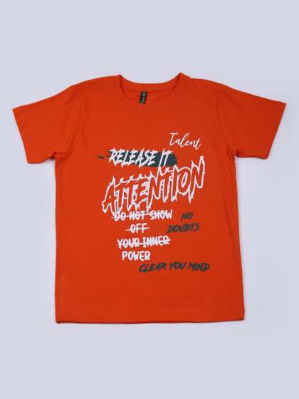 V-Mart Boys Typography Printed Round Neck Cotton Casual T-shirt