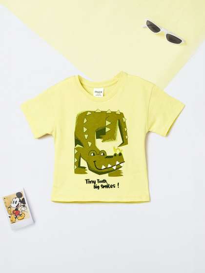 max Boys Graphic Printed Round Neck Cotton T-shirt