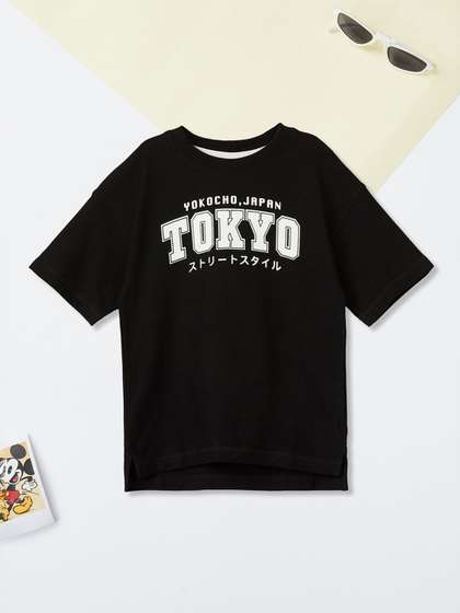 max Boys Typography Printed Round Neck Cotton T-shirt