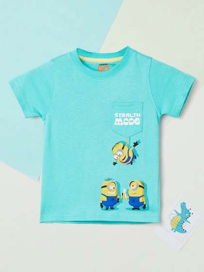 max Boys Graphic Minions Printed Pure Cotton Casual T-shirt