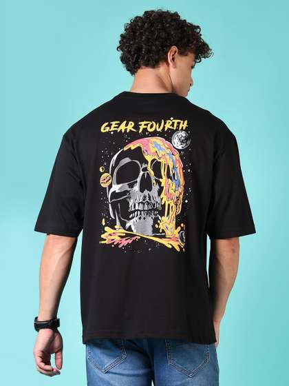 V-Mart Men Graphic Printed Round Neck Cotton Oversized T-shirt