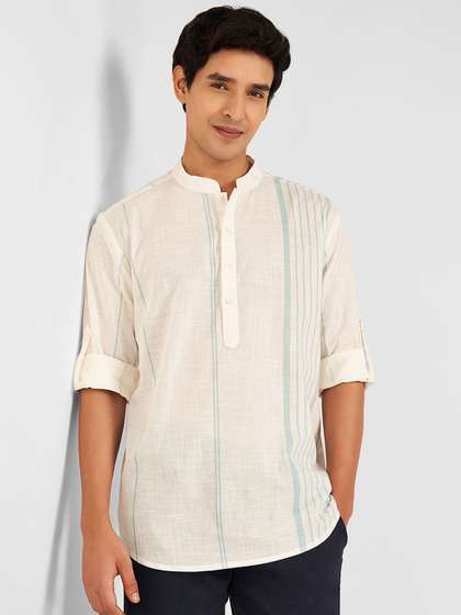 indus route by Pantaloons Striped Straight Short Kurta
