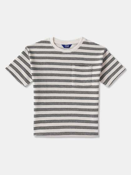 R&B Boys Striped Round Neck Cotton T-shirt
