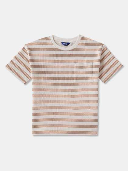 R&B Boys Round Neck Striped Cotton T-shirt