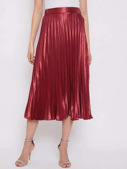 ZWERLON Pleated A-Line Midi Skirts
