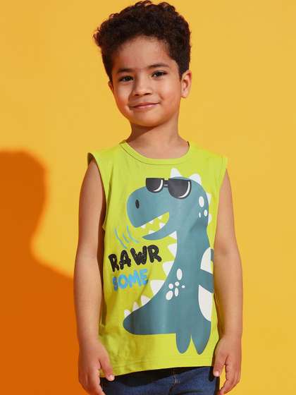 PockMAN Boys Cotton Tank
                    Vest B- (Vest)_Lime(DinoRawr)_(12-18M)