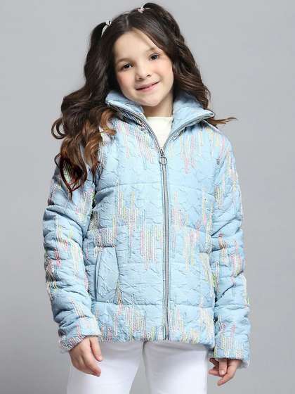 Monte Carlo Girls Mock
                      Collar Self Design Casual Lightweight Padded
                      Jacket