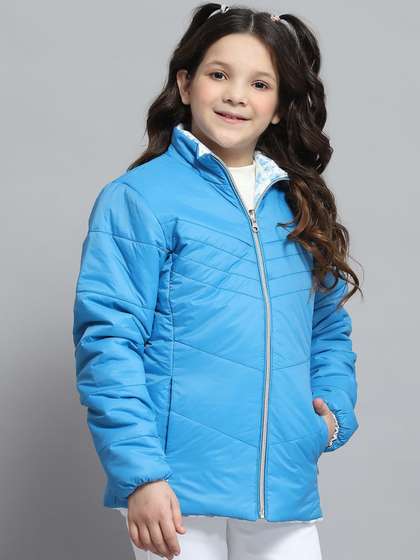 Monte Carlo Girls Mock
                      Collar Solid Casual Reversible Padded Jacket