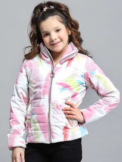 Monte Carlo Girls Mock
                    Collar Abstract Printed Casual Lightweight Padded
                    Jacket