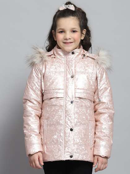 Monte Carlo Girls Hooded
                    Geometric Printed Casual Lightweight Parka Jacket