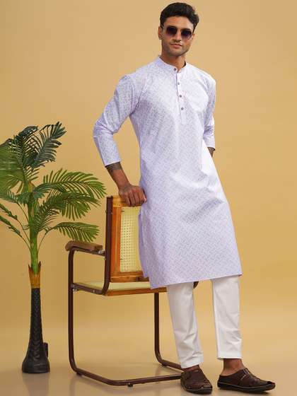 Anouk Men Geometric Embroidered Kurta