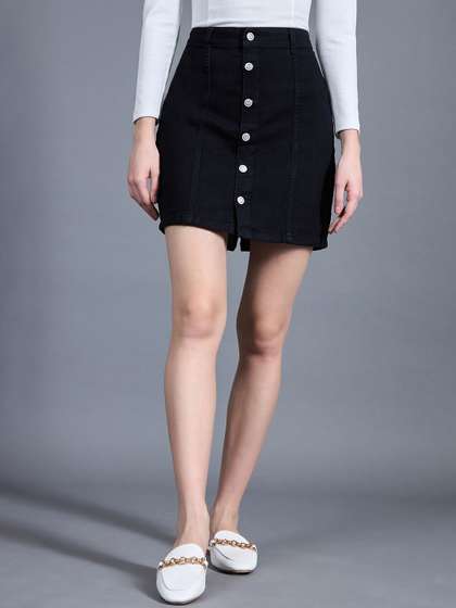 Miss Chase Denim A-Line Mini Skirts