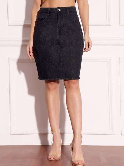 Miss Chase Denim Pencil Above Knee Skirts