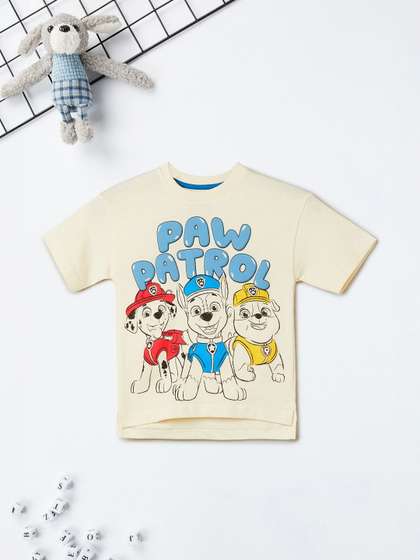 max Boys Paw Patrol Graphic Printed Round Neck Cotton T-shirt