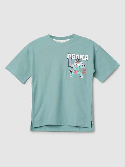 max Boys Typography Printed Round Neck Cotton T-shirt