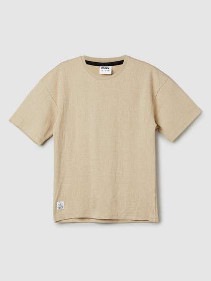 max Boys Solid Round Neck Cotton T-shirt