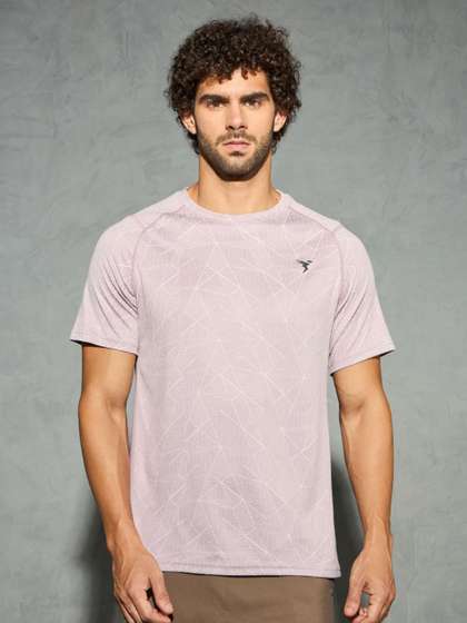 Technosport Men DOUBLE COOL Geometric Printed Antimicrobial Slim Fit Sport T-shirt