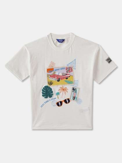 R&B Boys Graphic Printed Round Neck Cotton T-shirt