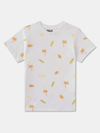 R&B Boys Conversational Printed Round Neck Cotton T-shirt
