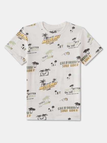 R&B Boys Conversational Printed Round Neck Cotton T-shirt