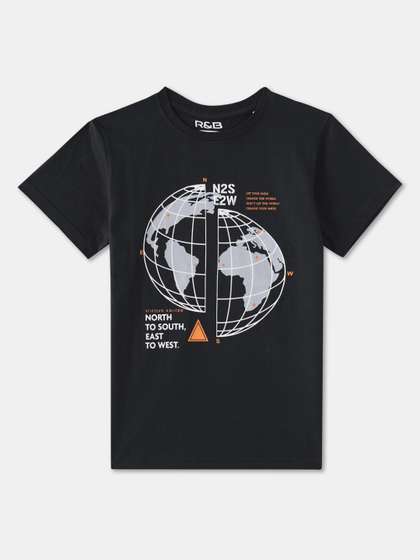 R&B Boys Graphic Printed Round Neck Cotton T-shirt