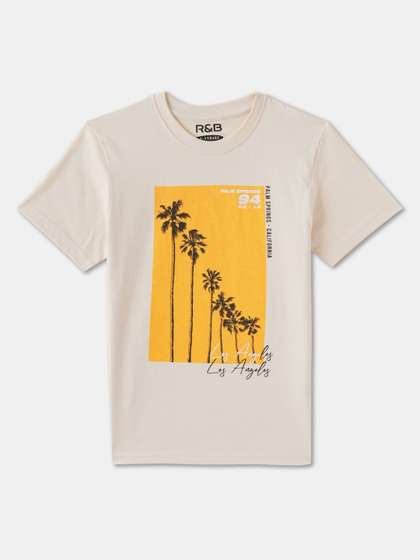 R&B Boys Graphic Printed Round Neck Cotton T-shirt