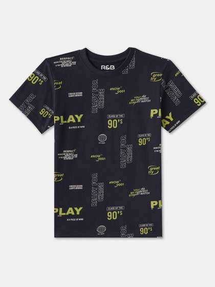 R&B Boys Conversational Printed Round Neck Cotton T-shirt